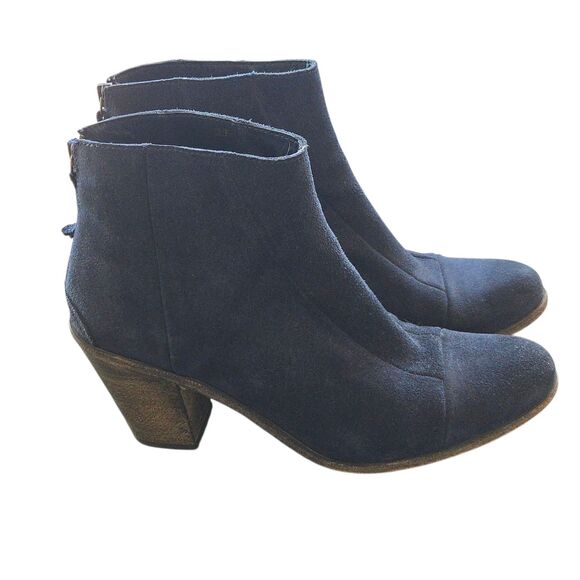 Hoss Blue Suede Lether Size 39, 8.5 Zip Heel Ankle Boot Spain Luxury Old Money - Picture 2 of 9